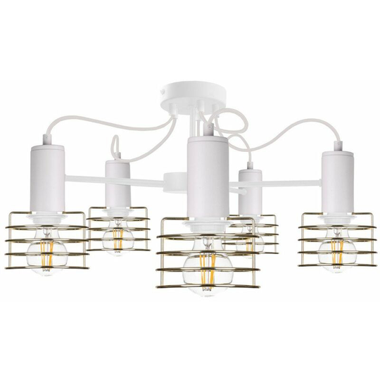 Keter Rune Multi Arm Semi Flush Ceiling Light White, 60cm, 5x E27