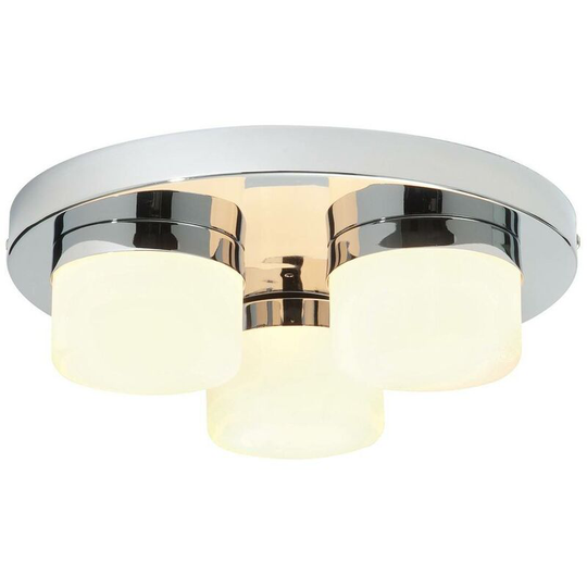 Endon Directory Lighting - Endon Pure - 3 Light Semi Flush Bathroom Ceiling Light Chrome, Opal Glass IP44, G9