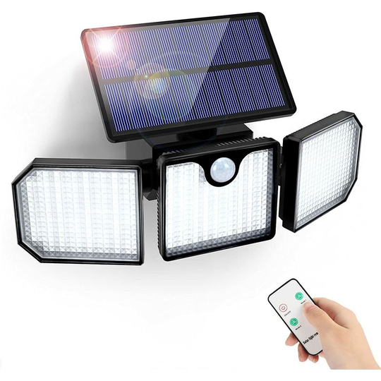 Aougo - Outdoor Solar Light Motion Sensor 230 led Solar Light with Remote Control IP65 Waterproof 3 Modes Outdoor Waterproof Wall Spotlight for