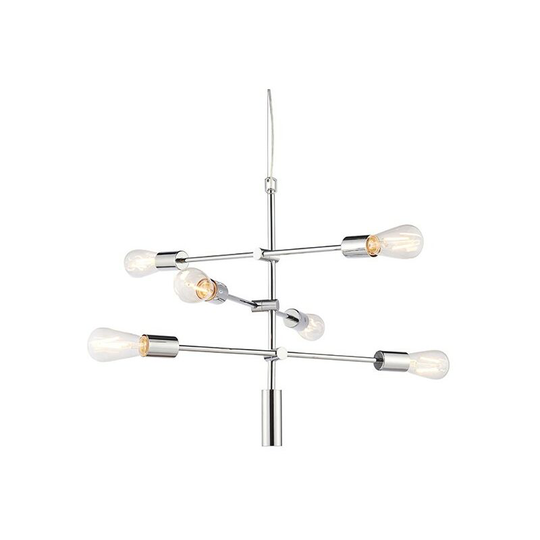 Endon Lighting Rubens - Pendant Chrome Effect Plate 6 Light Dimmable IP20 - E27