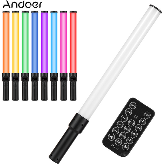 Andoer - D3 Handheld rgb Light Tube led Video Light Wand 2500K-9900K Dimmable 21 Lighting Scene Effects Built-in Battery with lcd Screen Remote