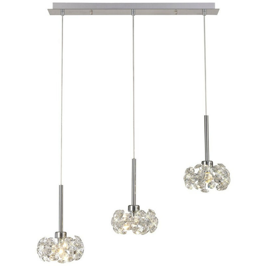 Luminosa , 3 Light G9 2m Linear Pendant With Polished Chrome And Crystal Shade