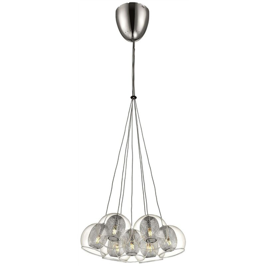7 Light Cluster Pendant Mesh Chrome, Clear, G4 Bulb - Spring Lighting