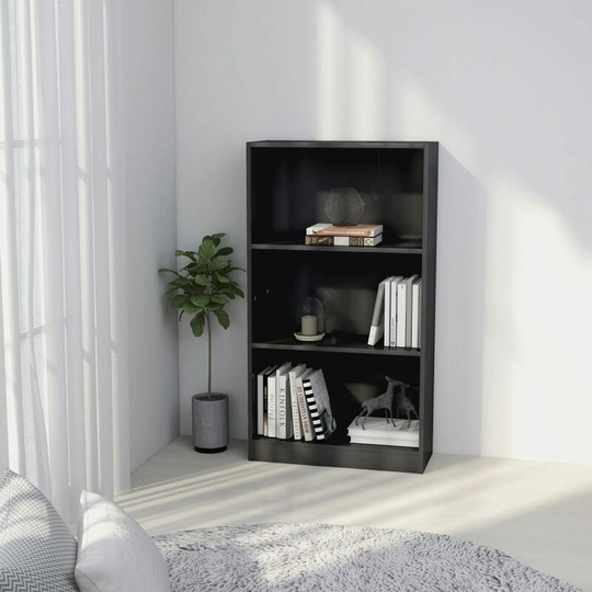 Devenirriche - 3-Tier Book Cabinet High Gloss Grey 60x24x108 cm Chipboard - Grey