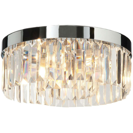 Endon Crystal - 5 Light Bathroom Flush Ceiling Light Chrome, Clear Crystal (K9) Glass Detail IP44, G9
