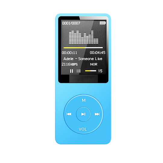 Portable MP3 Player 1.8 inch tft Screen Built-in Microphone Lithium Battery Support tf Card with fm Radio Voice Record Blue, Blue - Blue