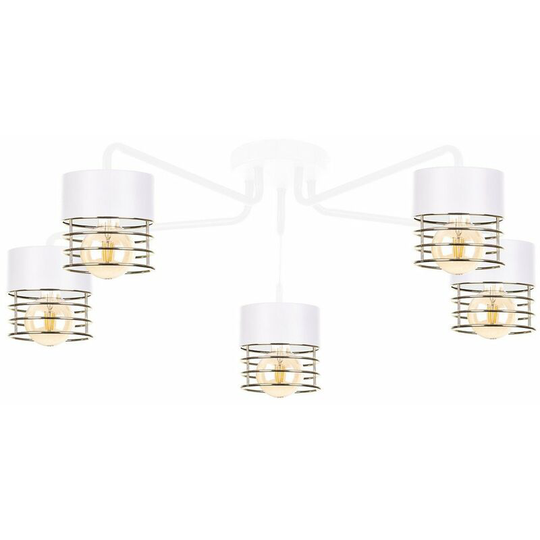 Keter Royal Multi Arm Semi Flush Ceiling Light White, Gold, 70cm, 5x E27
