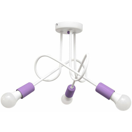 Helam Oxford Multi Arm Semi Flush Ceiling Light White, Purple 50cm