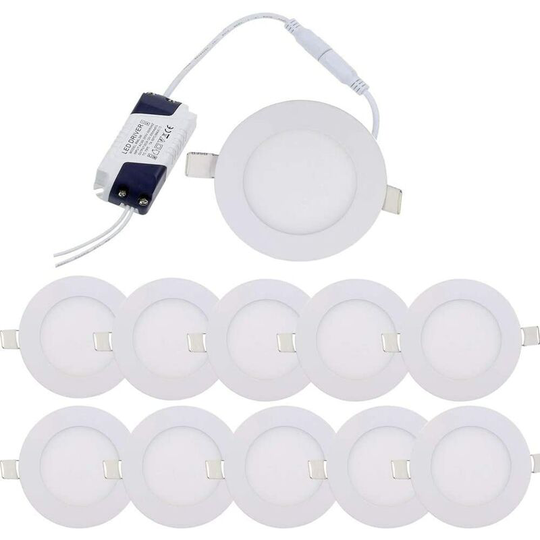 Aougo - Recessed Downlight led Recessed Ceiling 10pcs 3W Warm White 3000K Ultra Thin Panel Round Recessed Downlight led Recessed Ultra-flat Ceiling