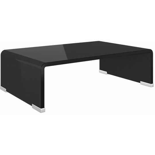 Devenirriche - tv Stand/Monitor Riser Glass Black 40x25x11 cm - Black