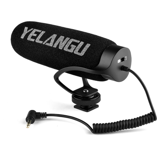 Yelangu - MIC08 On-camera Condenser Microphone Noise-reduction Video Mic with Intergrated Shock Mount 3.5mm trrs Cable Universal for Camera