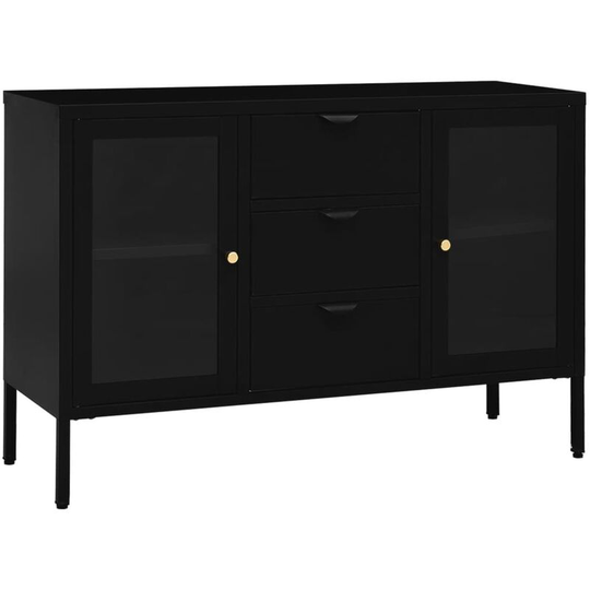 Sideboard Black 105x35x70 cm Steel and Tempered Glass Vidaxl Black