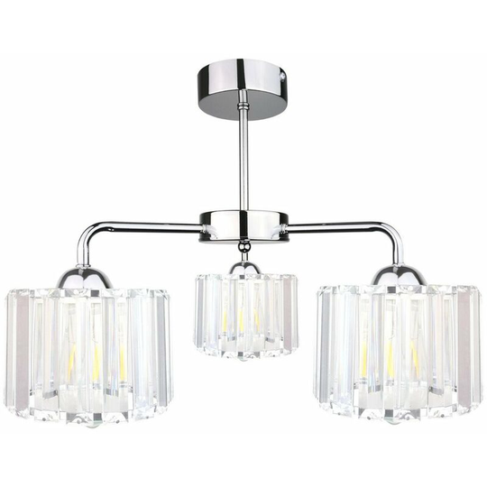Keter Deco Multi Arm Semi Flush Ceiling Light Silver, 40cm, 3x E27