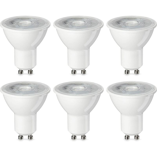 Led GU10 Spot Light Bulb, 4.7W (equivalent to 50W), Warm White, Non-Dimmable - Pack of 6