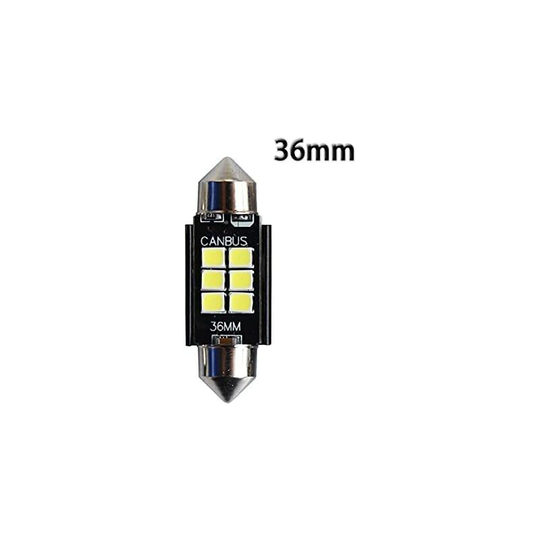 36mm C3W LED Bulbs Canbus 3030 6-SMD No Error Car Interior Map Reading Lights Dome 12V/24V 3W Auto Lamp (White, 36MM)