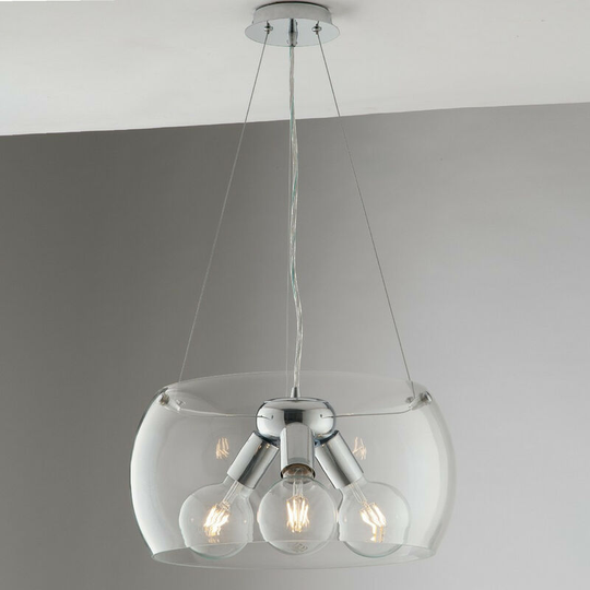 Fan Europe equatore 3 Light Cylindrical Pendant Ceiling Light Transparent 40x20cm