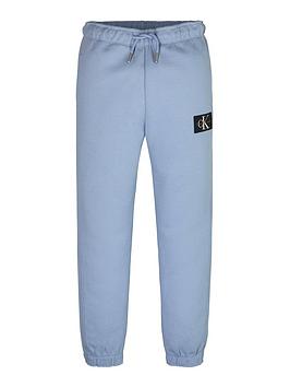 Calvin Klein Jeans Boys Textured Badge Sweatpants - Light Blue, Light Blue, Size 8 Years