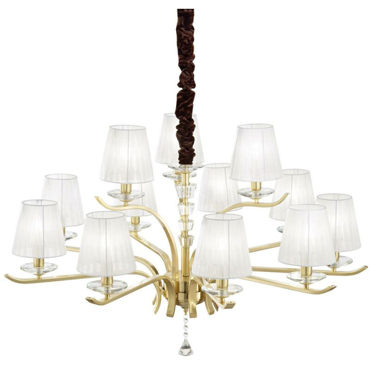 Ideal Lux Pegaso - 12 Light Multi Arm Pendant Light Satin Brass