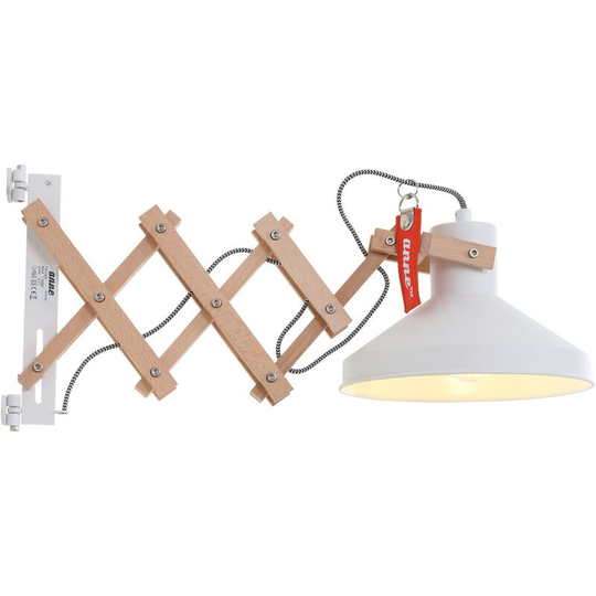 Sienna Woody Dome Wall Light White Matt, Wood Blank, Metal