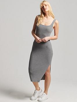 Superdry Studios Textured Knit Dress -grey, Grey, Size 14, Women