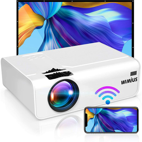 Joorrt - WiFi Projector Support 5.0 Bluetooth Transmitter, Mini Projector K2 1080P and 4K Support, 300'' Screen Zoom Compatible with Smartphone