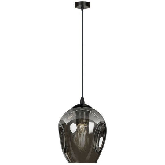 Emibig Istar Black Dome Pendant Ceiling Light with Graphite Glass Shades, 1x E27