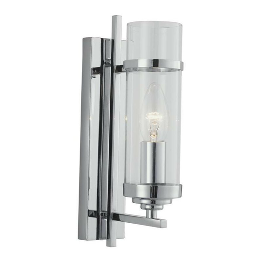 Searchlight Milo - 1 Light Glass Shade Candle Wall Light Chrome, E14