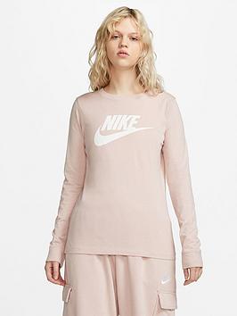 Nike NSW Essential Icon Futura Long Sleeve Top - Light Pink, Light Pink, Size Xs, Women