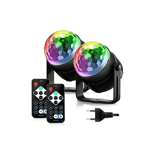 Aougo - 2 Pack Disco Balls, Party Stage Light Disco Lighting Projector Spot Effect Stage Remote Control for Party, Evening, Bar, Birthday, Club,