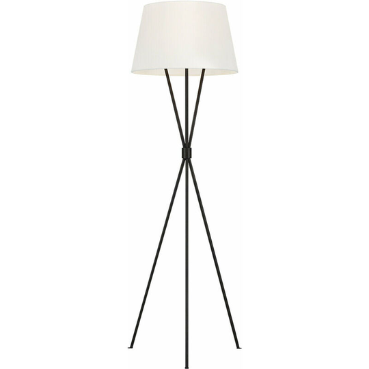 Floor Lamp Tied Tripod Base White Linen Fabric Shade Aged Iron led E27 60W Bulb
