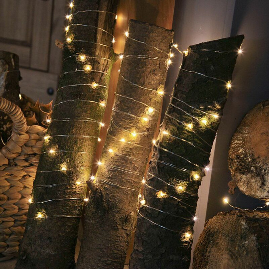 20m Battery Operated Warm White Wire Firefly 200 LED Fairy Lights | Outdoor Garden - Warm White