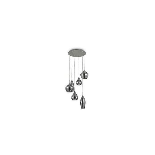 Ideal Lux Soft - 6 Light Spiral Cluster Ceiling Pendant Grey, E14