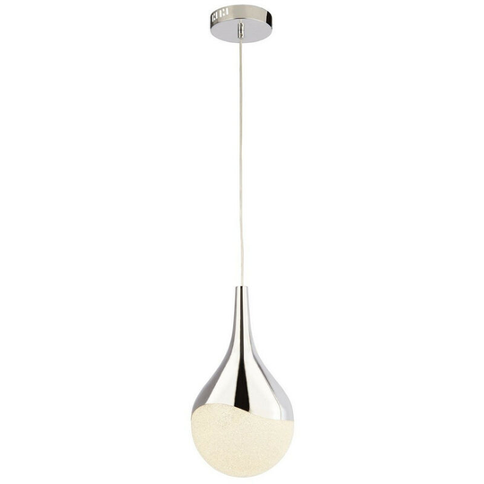 Searchlight Wave Teardrop 1 Light Led Large Drop Pendant, Crushed Ice Effect Shade, Chrome