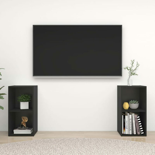 Topdeal - tv Cabinets 2 pcs Black 72x35x36.5 cm Chipboard FF3079899_UK