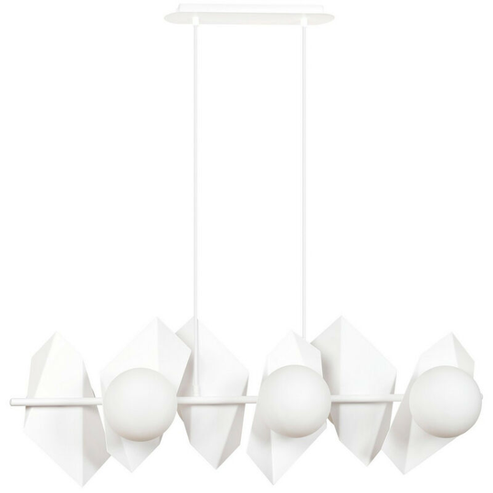 Emibig Drifton White DesignerPendant Ceiling Light with White Glass Shades, 6x E14