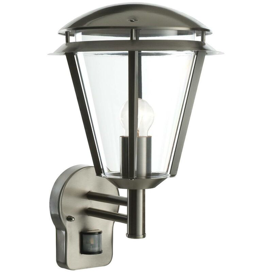 Endon Inova Pir - pir 1 Light Outdoor Wall Lantern Stainless Steel, Polycarbonate IP44, E27