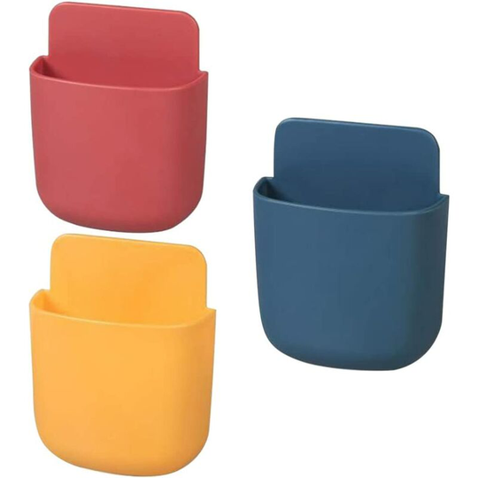 Remote control holder organizer 3 pieces wall organizer multimedia organizer tv remote control storage box(red/blue/yellow)