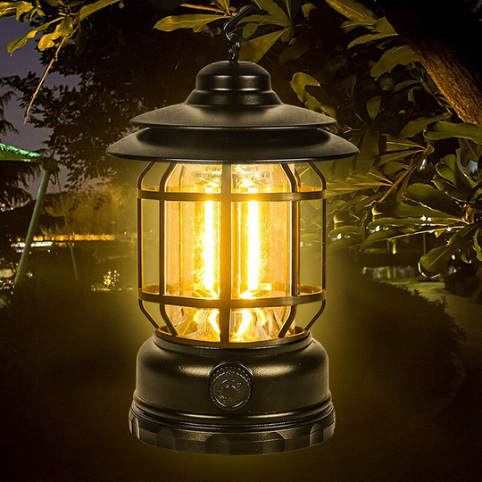 Aougo - Dimmable Vintage usb Rechargeable led Camping Lamp Warm White Light Type c Camping Lamp for Outdoors Power Failure Hiking Fishing Emergency