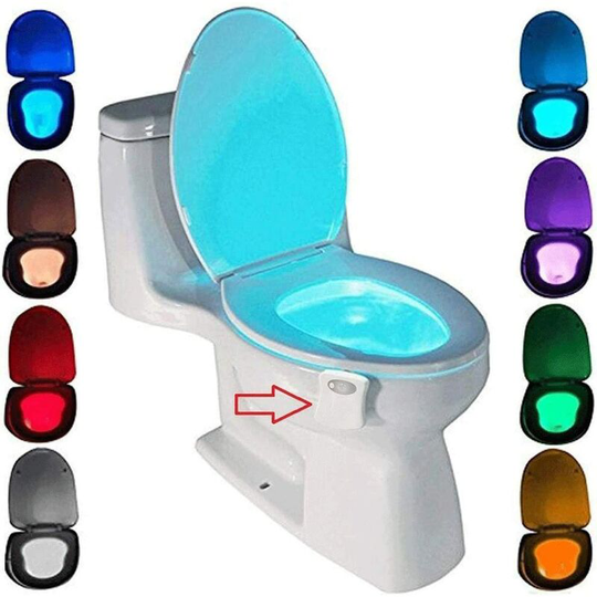 Aougo - Toilet Light, led Night Light for Toilet Bathroom Sensor pir Detector 8 Color Changing Lighting (Only Activates in Dark)