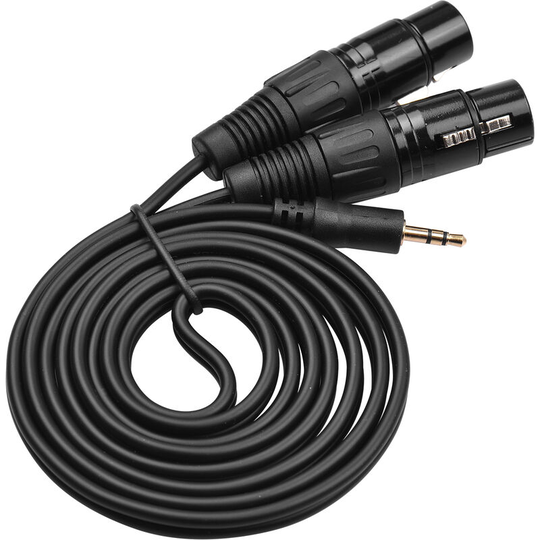 3.5mm to Dual xlr Cable Female 1/8 Inch to 3-Core Double xlr Audio Cable 4.9Ft trs Audio Adapter Stereo Microphone Cable,Black,Female - Black,Female
