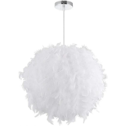 Aougo - 1 Feather Chandelier E27, 30cm Personalized Light Luxury Living Room Warm Light Romantic Bedroom Badminton Ball Lighting 40W White