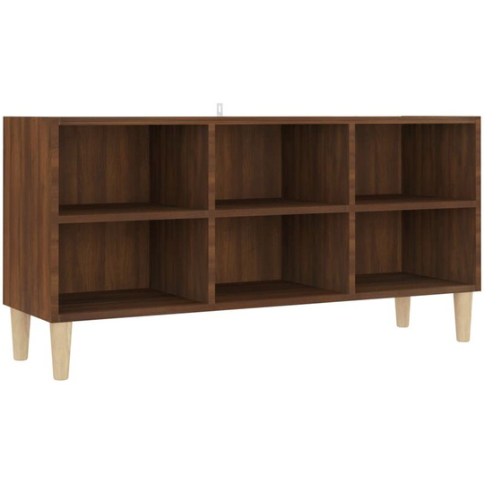 Tv Cabinet with Solid Wood Legs Brown Oak 103.5x30x50 cm Vidaxl Brown