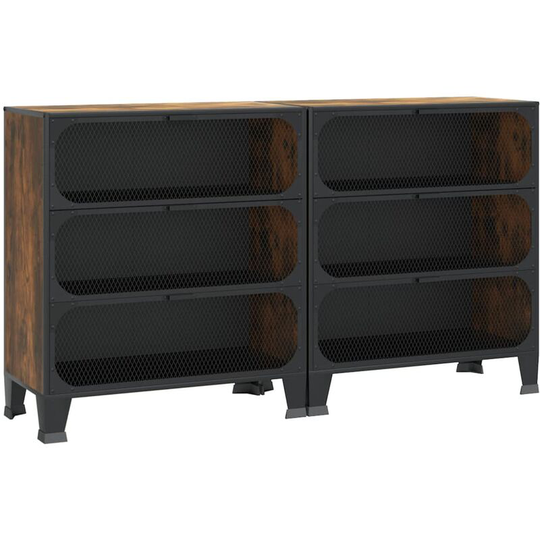 Storage Cabinets 2 pcs Rustic Brown 72x36x82 cm Metal and MDF vidaXL - Brown