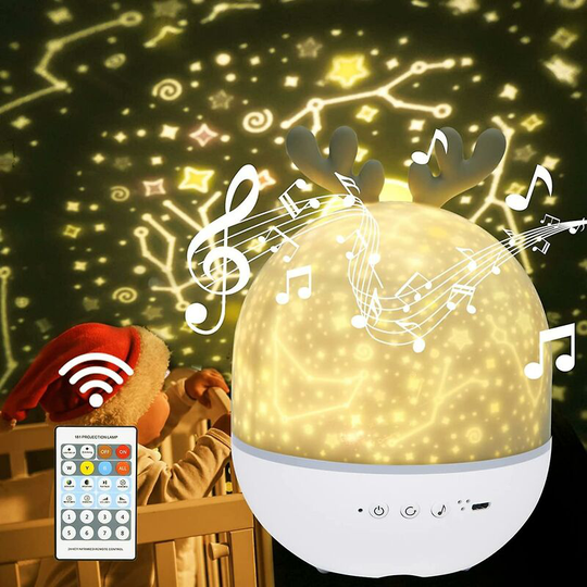 Children's Night Light Star Projector Lamp, 360 Rotate Music Night Light+Timer+Remote Control+6 Colors, Led Baby Starry Sky Night Light for Bi