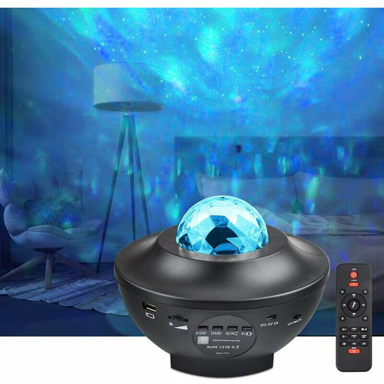 Muff - led Projector Lights - Ocean Wave Star Sky Night Light with Music Speaker,Sound Sensor,Remote Control,360°Rotating Sleep Soothing Color