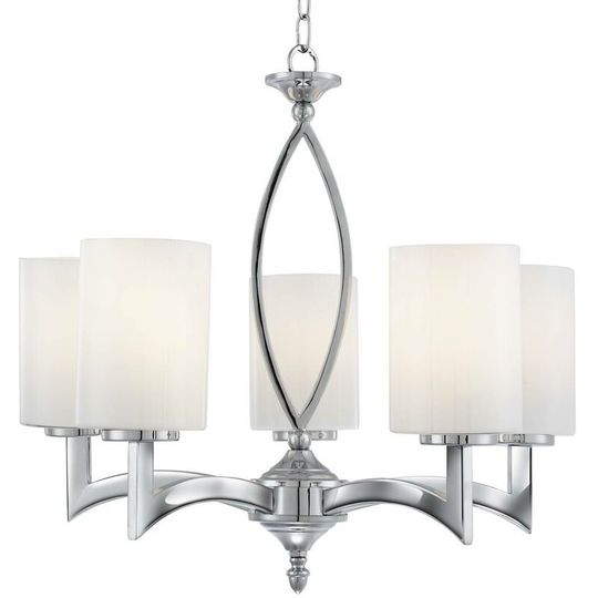 Searchlight Gina - 5 Light Multi Arm Ceiling Pendant Chrome with Glass Shades, E27