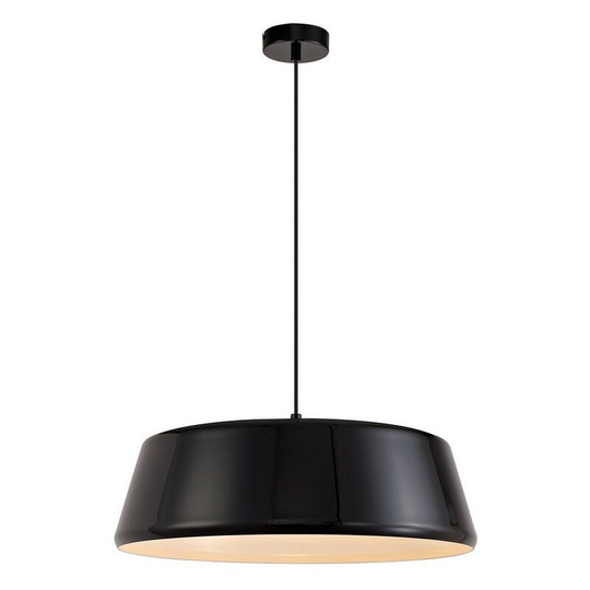 Luminosa Lighting - Single Large Ceiling Pendant, 1 Light Adjustable E27, Gloss Black, Gloss White
