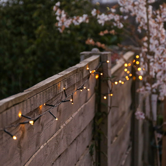 10m Solar Power Outdoor led Fairy Lights Green Cable Warm White | Garden Decoration Summer Party - Warm White