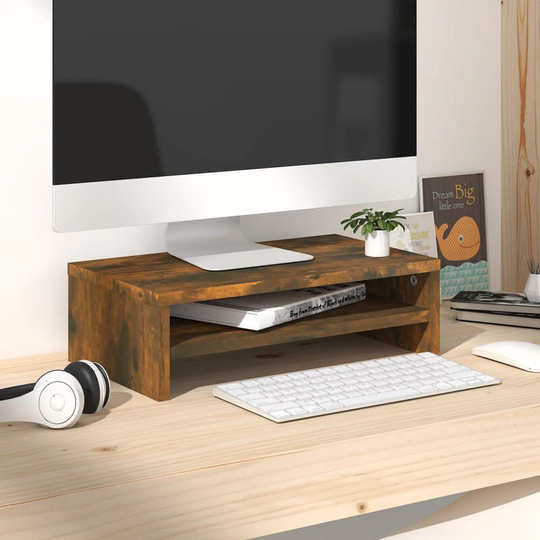 Monitor Stand Smoked Oak 42x24x13 cm Engineered Wood