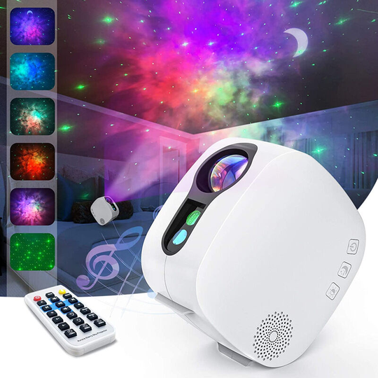 Thsinde - led starry sky projector, 360 ° rotating moon and nebula projection lamp with radio frequency remote control and bluetooth speaker, led